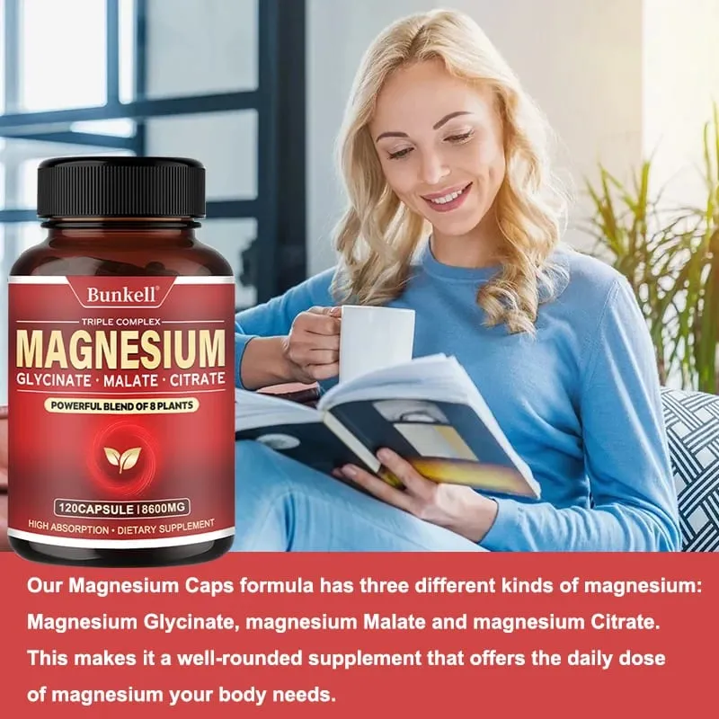 Magnesiumcomplex - Magnesiumglycinaatmalaatcitraat - Bevordert de energie en de gezondheid van de slaapbotten. Glutenvrij en niet-GMO — image 3