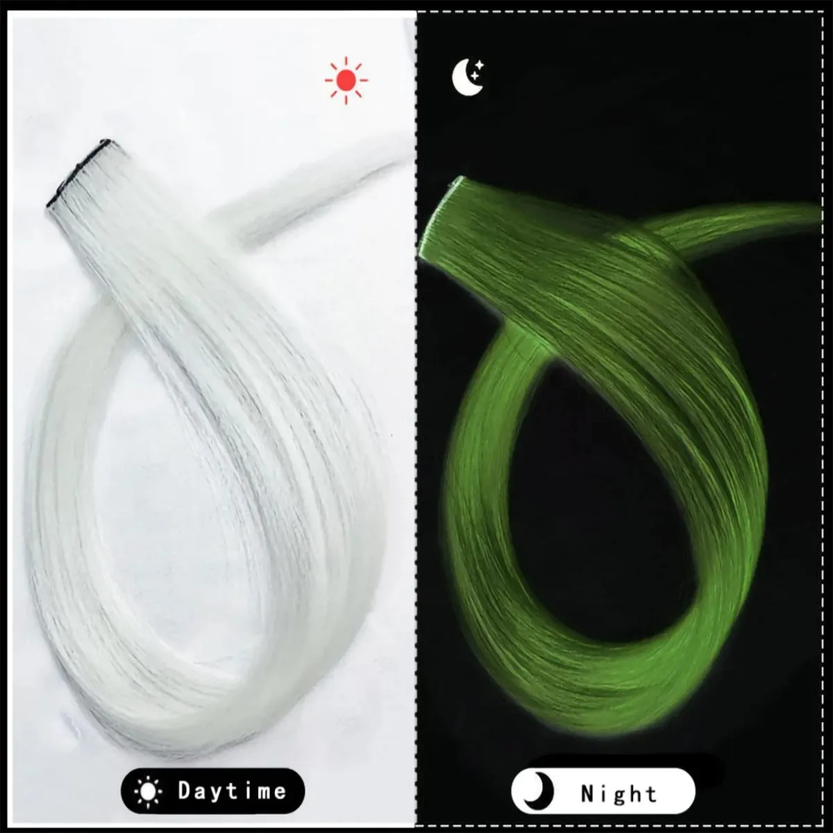 5pc 20 pollici Glow in The Dark estensioni dei capelli clip luminosi posticci colorati partito arcobaleno fermagli per capelli parrucca diritta sintetica — image 6