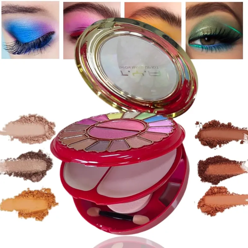 สุดยอดกล่องของขวัญพาเลทแต่งหน้ามืออาชีพคุณภาพสูง 24 สี | พร้อมกระจกเงา + แปรงครบชุด | อายแชโดว์ บลัชออน ลิปกลอสและแป้ง All-In-One Set | การแต่งหน้าระดับขั้นไปจนถึงการแต่งหน้าแบบเปลือยทุกวัน | สิ่งจำเป็นสำหรับวันวาเลนไทน์