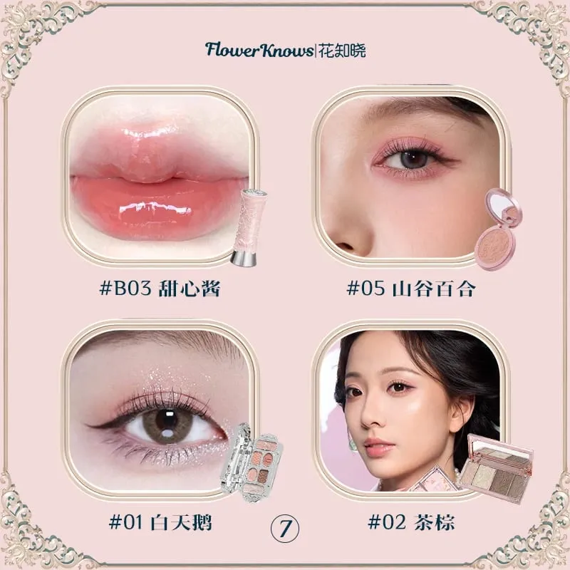 Flower Knowledge Swan Ballet Eyeshadow Lip Glaze Angel Lipstick Midsummer Night Blush Grooming Plate Set — image 11