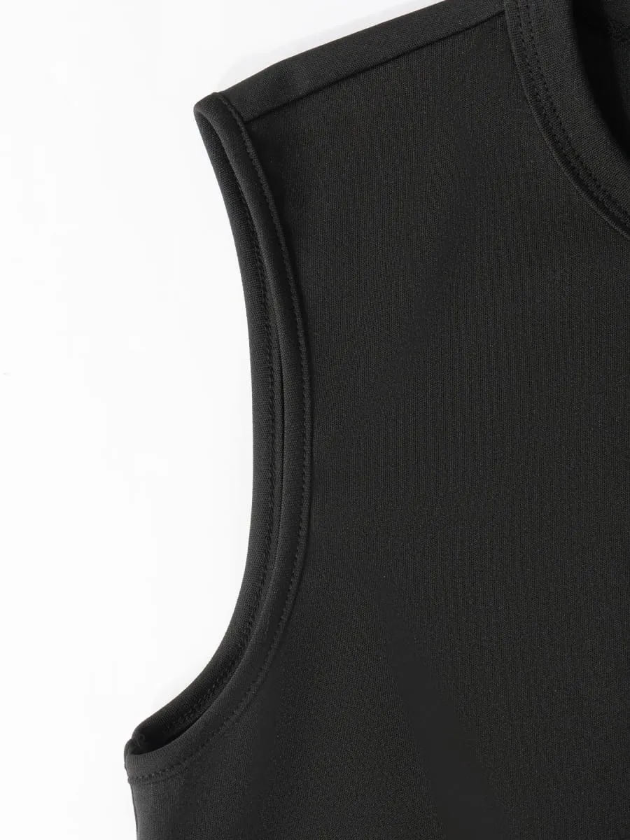 Damen-Freizeitkleider, ärmellos, einfarbig, figurbetont, figurbetontes Minikleid, elegant, schick, Sommer, Büro, Party, atmungsaktives Kleid — image 2