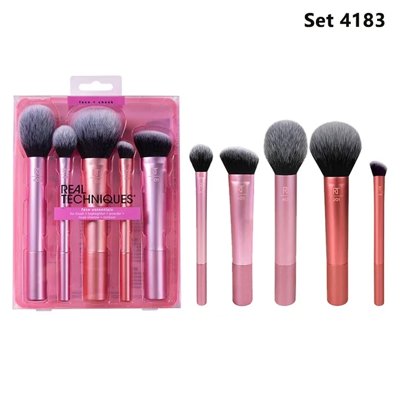 Set Kuas Rias Professioanl Teknik Nyata Berbulu Lembut untuk Kosmetik Bedak Foundation Alat Kecantikan Pencampur Eyeshadow Wajah — image 4
