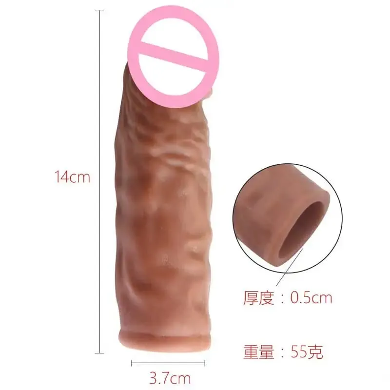 14/16/20 CENTIMETRI Realistico Manicotto Del Pene Extender Riutilizzabile Dildo Preservativo Eiaculazione di Ritardo Cazzo Allargamento Giocattoli Del Sesso per Gli Uomini