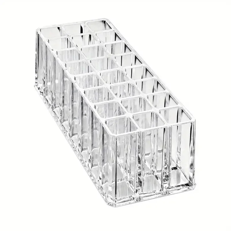 Organisateur de pinceaux de maquillage à 24 fentes, organisateur de rouge à lèvres en acrylique, rangement de cosmétiques, boîte d'exposition de brillant à lèvres, rangement de pinceaux de maquillage