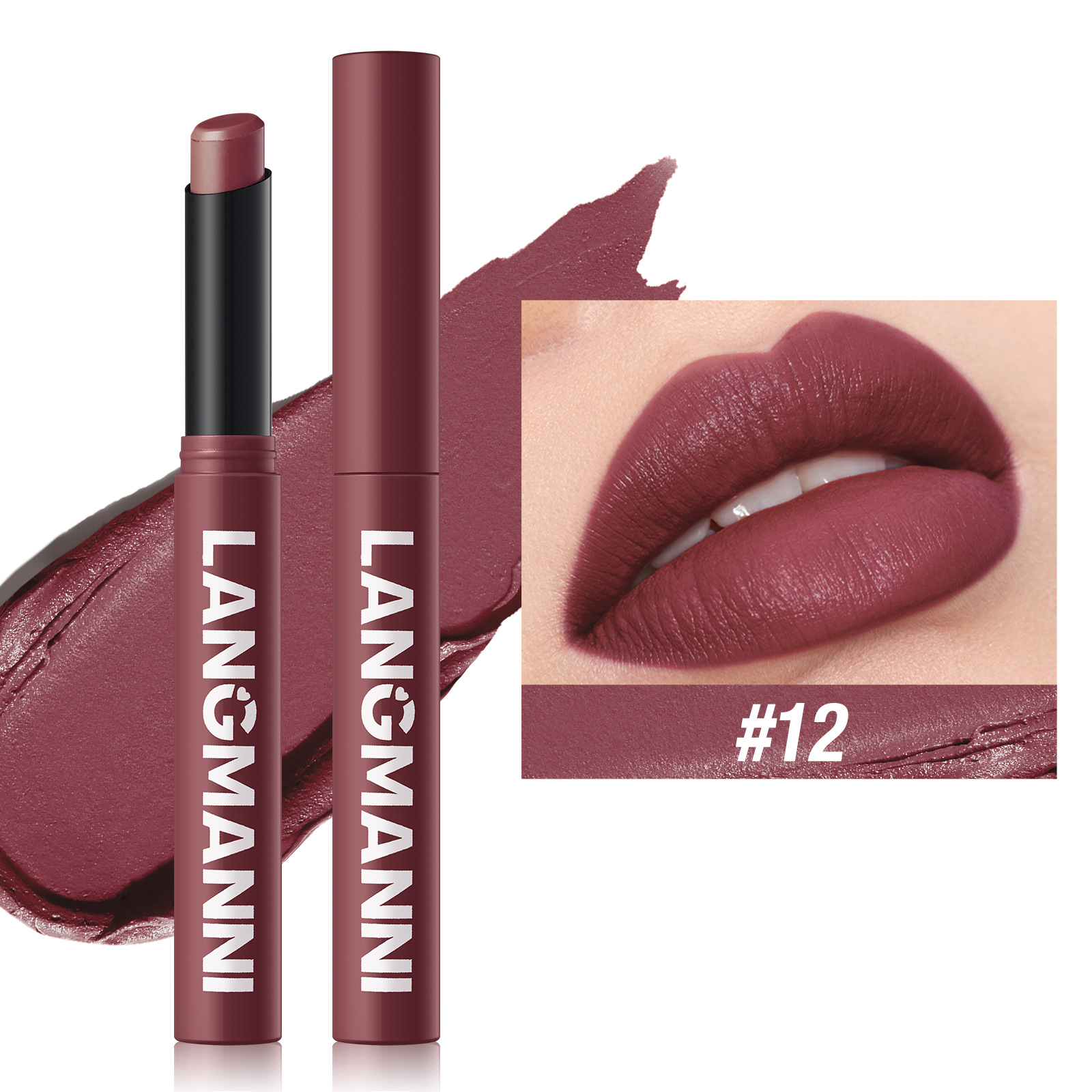 12 Color Matte Lipstick Pencil Waterproof Long Lasting Non-Stick Cup Lip Stain Tint Cosmetic Nude Lipstick Pen Makeup Maquillage — image 15