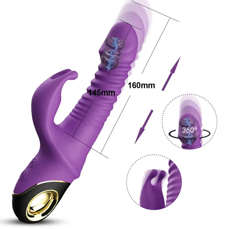 9 โหมดอัตโนมัติ Telescopic Rabbit Vibrator สำหรับผู้หญิง G Spot Clitoral Stimulator หญิง Masturbator ของเล่นสำหรับผู้ใหญ่
