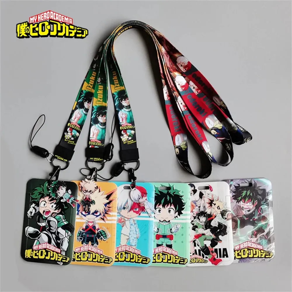 Tokoh My Hero Academia Pemegang Kad Kartun Pelajar Lanyard Telefon Bimbit Kampus Kartun Clutch Deku All Might Pemegang Kad Kartun — image 1