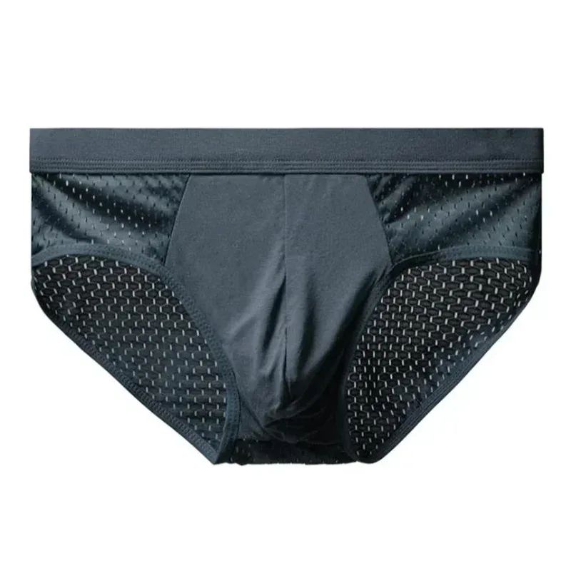 Men's Ice Silk Underwear Briefs Breathable Underwear Bamboo Carbon Fiber Anti-Bacterial Comfortable Hollow Underwear Pants Cold — image 5