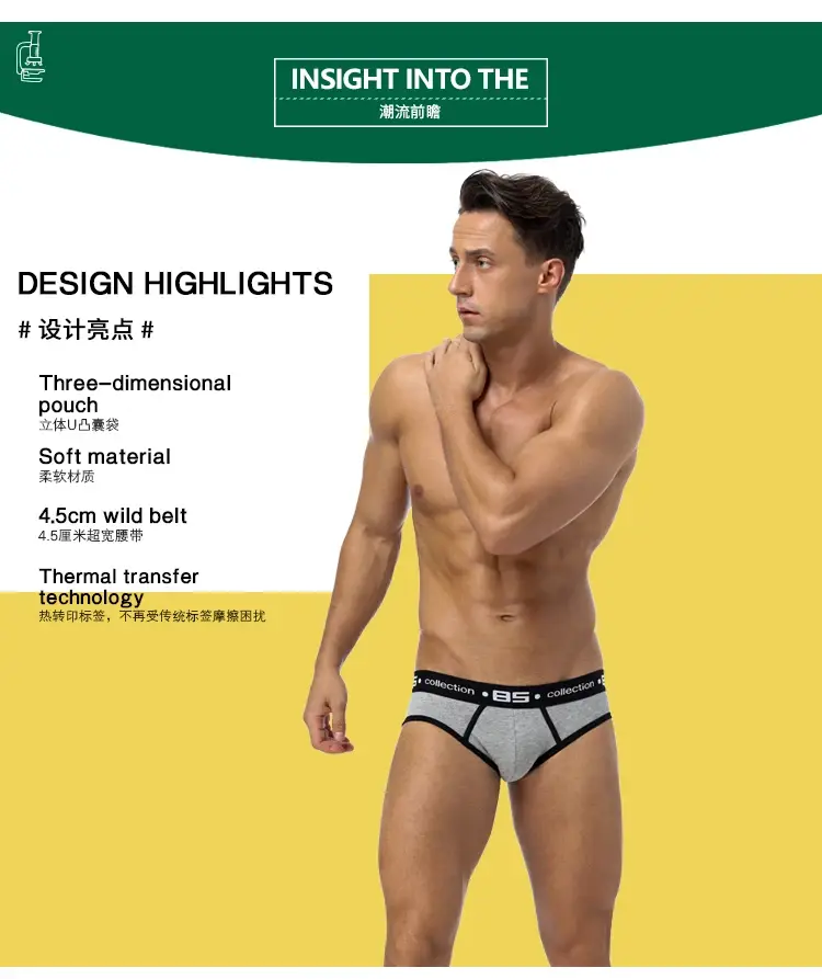 0850 Mens Sexy Underwear Briefs Men Cotton Comfortable Breathable Panties Wholesale Male Underpants Cueca Men Briefs — image 1