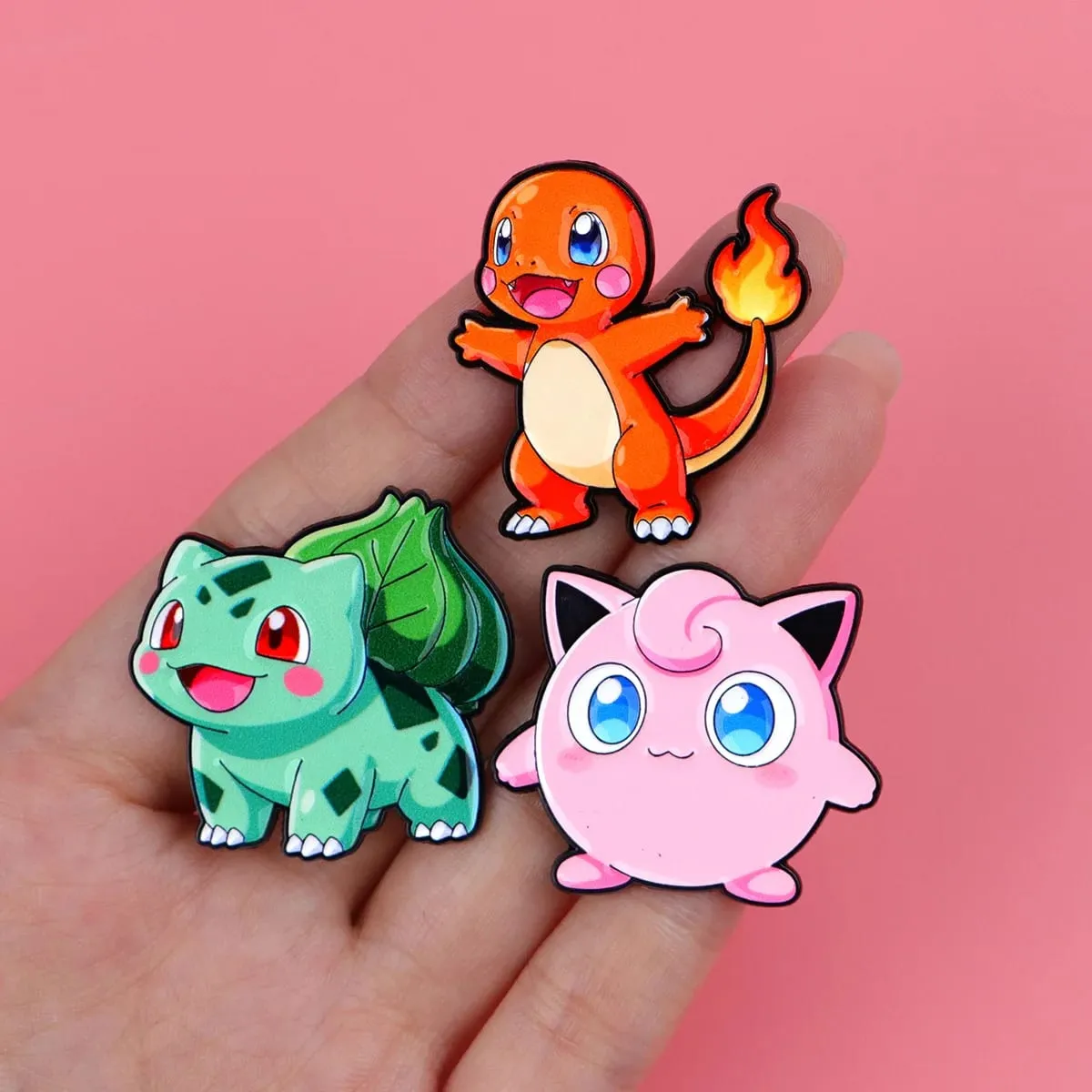 Broches en émail de monstres Pokemon, 7 pièces, broche créative elfe Pikachu Psyduck Bulbasaur écureuil, Badge à revers, cadeau Cosplay — image 3