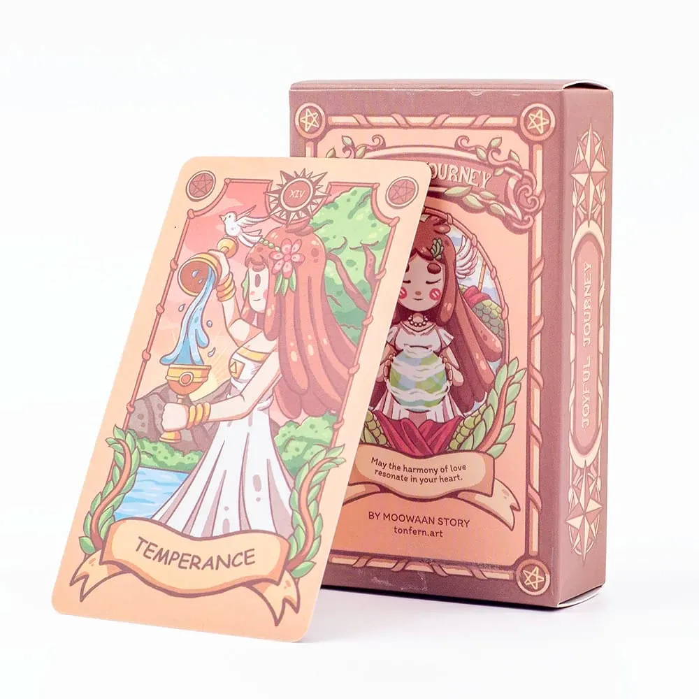 Joyful Journey Tarot Deck-78 การ์ดเกมภาพประกอบน่ารักโอบกอดความสว่างความรักและความอบอุ่น 10.3*6 ซม. — image 1