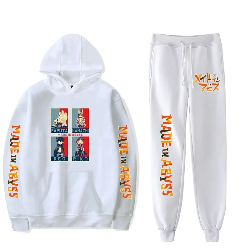 Harajuku Comfortable Made in abyss Print Sweatshirt Sweatpants Suit Men/Women Hoodies+ Trousers Suit Cute 2 Piece Set Clothes — image 7