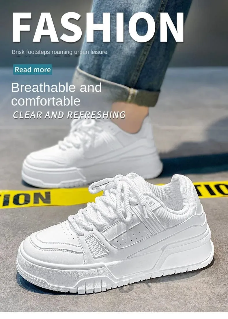 Scarpe da ginnastica da uomo primavera autunno design unico versatile casual nero puro sport per adolescenti fondo spesso aumento pantaloni alla moda — image 8
