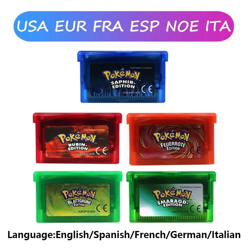 GBA 비디오 게임 카트리지 콘솔 카드 포켓몬 에메랄드 루비 FireRed LeafGreen 사파이어 GBA/NDS용 다국어 — image 1
