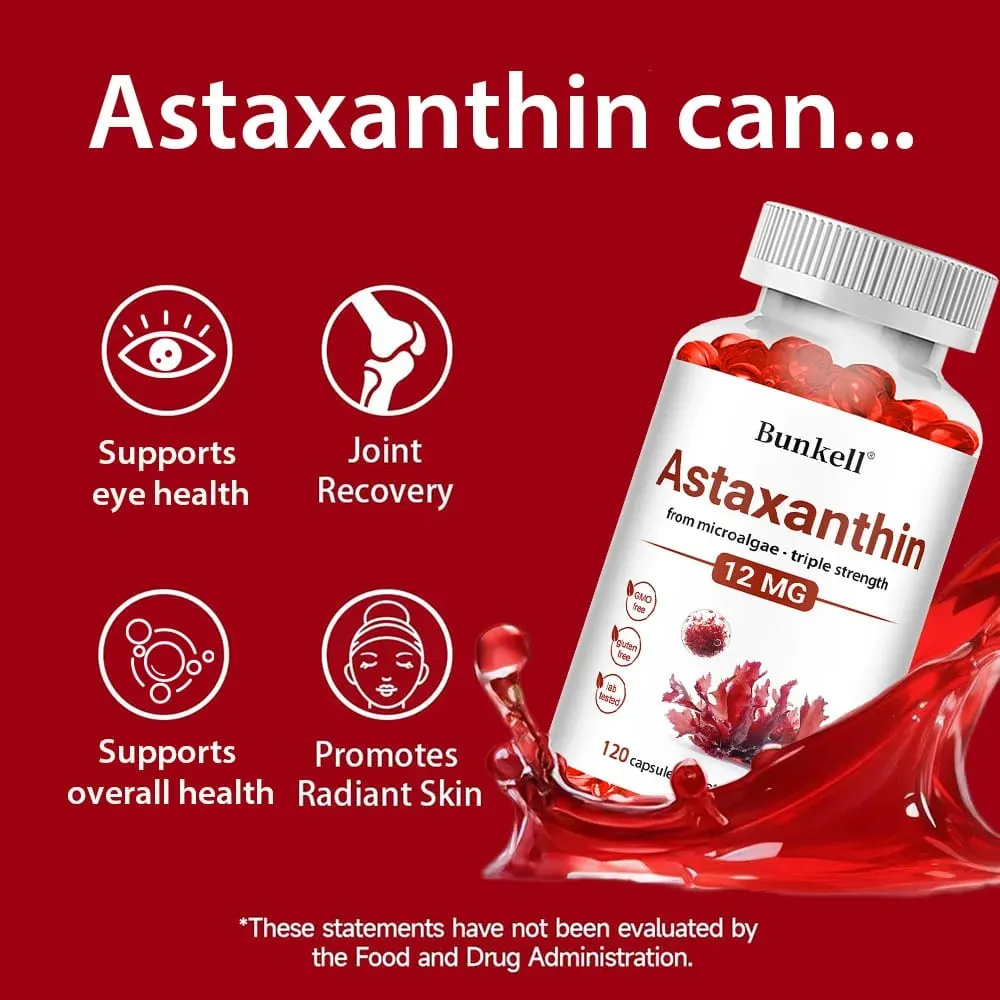 Astaxanthin Capsules 12mg Promotes Cardiovascular Health and Accelerates Metabolism Support Eye Joint & Skin Health — image 3
