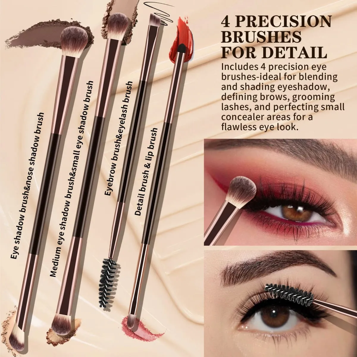 6 Buah Set Kuas Rias Kepala Ganda Kuas Alis Eyeshadow Kontur Perona Pipi Bubuk Alat Kosmetik Wajah Penuh