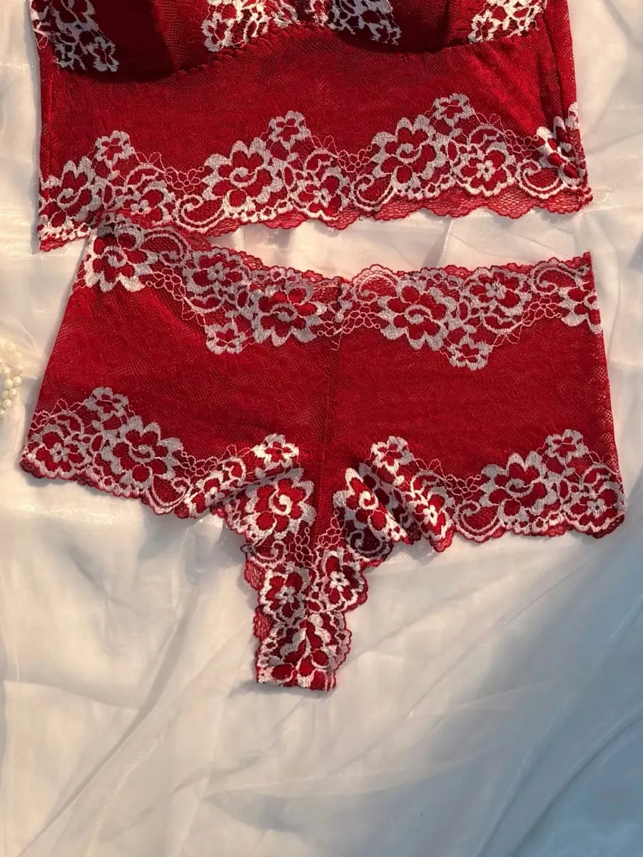 Exquisite kontrastierende Blumenspitze, eng anliegendes Netz, durchsichtig, Kreuz, schöner Rücken, Strapse, sexy Dessous, 2-teiliges Set 2026 — image 3