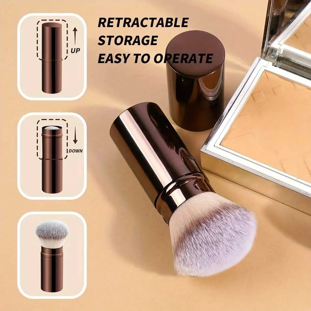 3 stücke Professionelle Erweiterbar Gesicht Make-Up Pinsel Blush Powder Foundation Pinsel Synthetische Weiche Pinsel Für Flüssige Kosmetik — image 5
