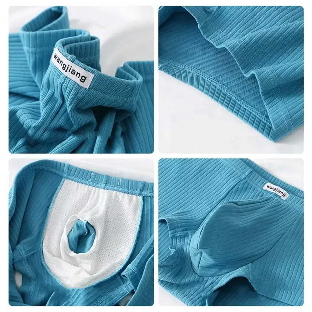 1PCS/3PCS/9PCS Men Boxer Shorts Low-rise Solid Color Ribbed Panties Underpants — image 10