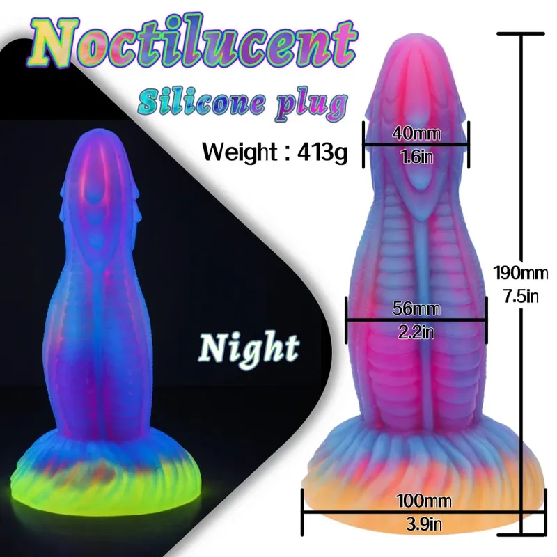 Palam Dubur Bercahaya Malam Realistik Bercahaya Monster Naga Dildo untuk Wanita Lelaki Palam Punggung Seksi Bentuk Anjing Mainan Seks untuk Pasangan — image 12