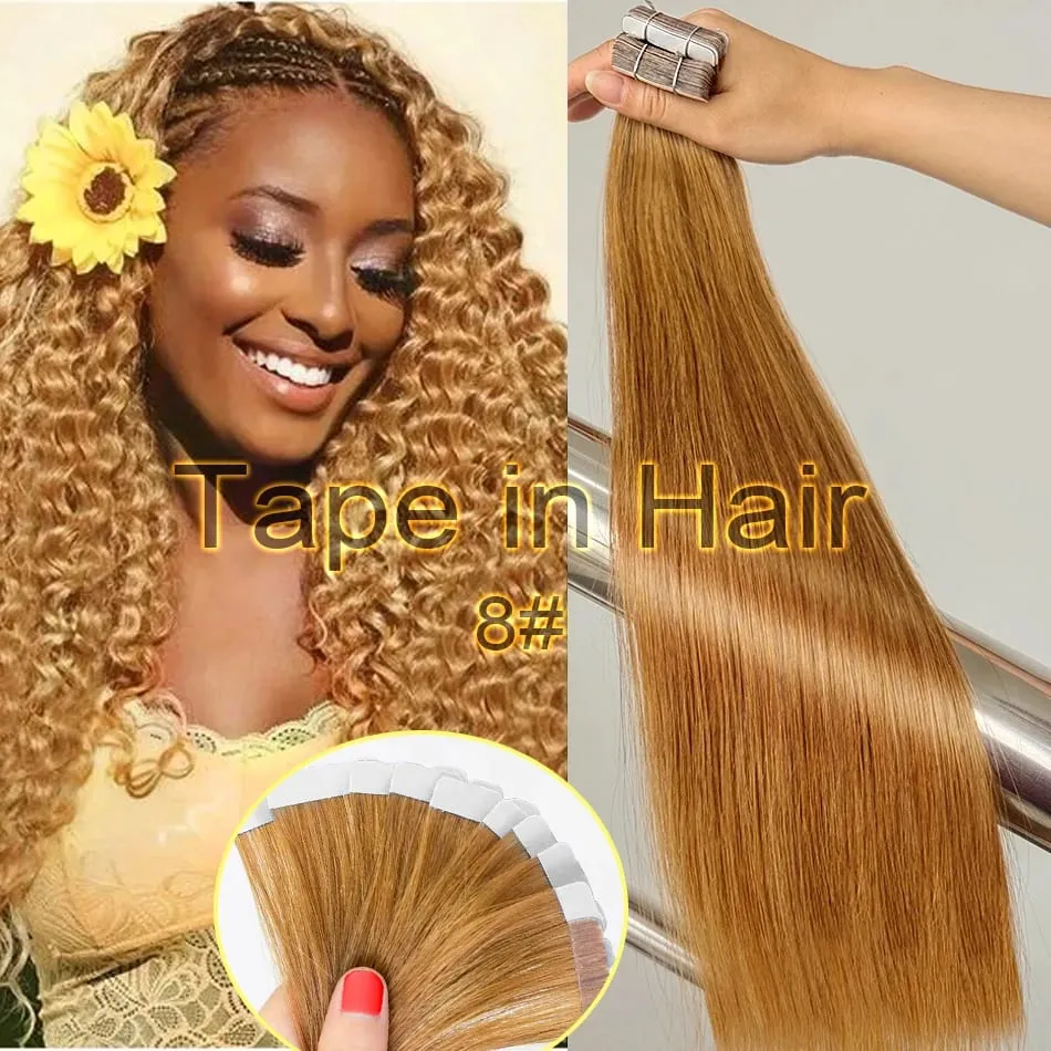 Nastro adesivo all'ingrosso europeo a doppio disegno nelle estensioni Nastro Remy allineato con cuticole invisibili nelle estensioni dei capelli 100% capelli umani — image 13