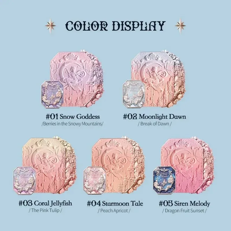 Flower Knows Makeup Full Set Moonlit Mermaid Eye Shadow Palette Matte Blush และ Lipgloss Flowerknows Kit กระเป๋าแต่งหน้าสำหรับผู้หญิง — image 3