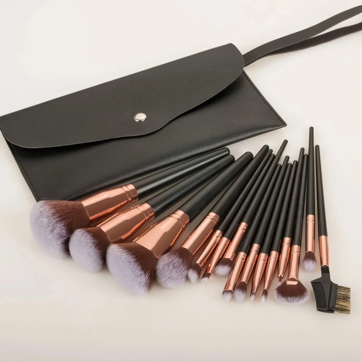 Set di pennelli per trucco da 15 pezzi con custodia in setole morbide Kit pennelli per viso per occhi per fondotinta, fard, ombretto, sopracciglio, strumenti cosmetici — image 3