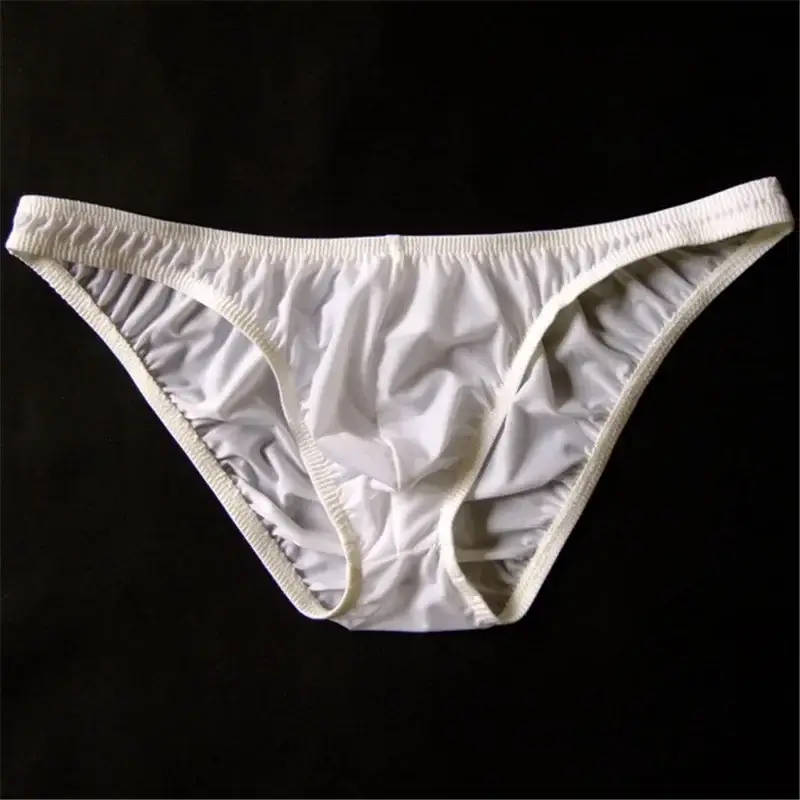 Men Pouch Panties Ice Silk Solid Color Briefs Sexy Seamless Underwear U Convex Male Underpants — image 1