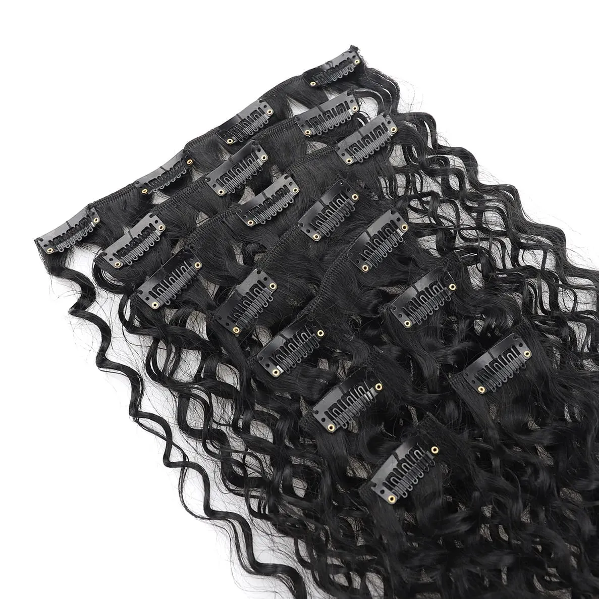 9PCS Klip Dalam Kit Sambungan Rambut Panjang Lembut Kerinting Sambungan Rambut Sintetik Kinky Curly Potongan Kepala Penuh Palsu untuk Wanita — image 3