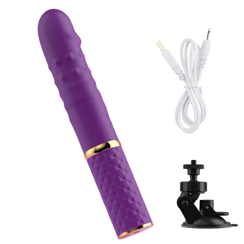 Mesin Seks Dildo G Spot Pendorong Otomatis Penggetar Cangkir Isap 10 Mode Dorongan Mainan Dewasa Stimulasi Anal Vagina Klitoris