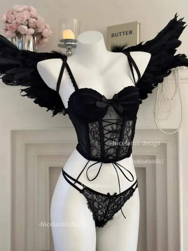 Bra Set Sweet Fishbone Halter Tank Top with Bra Pads Gathered Top Thin Bottom Thick Design Women's Lingerie Set — image 8