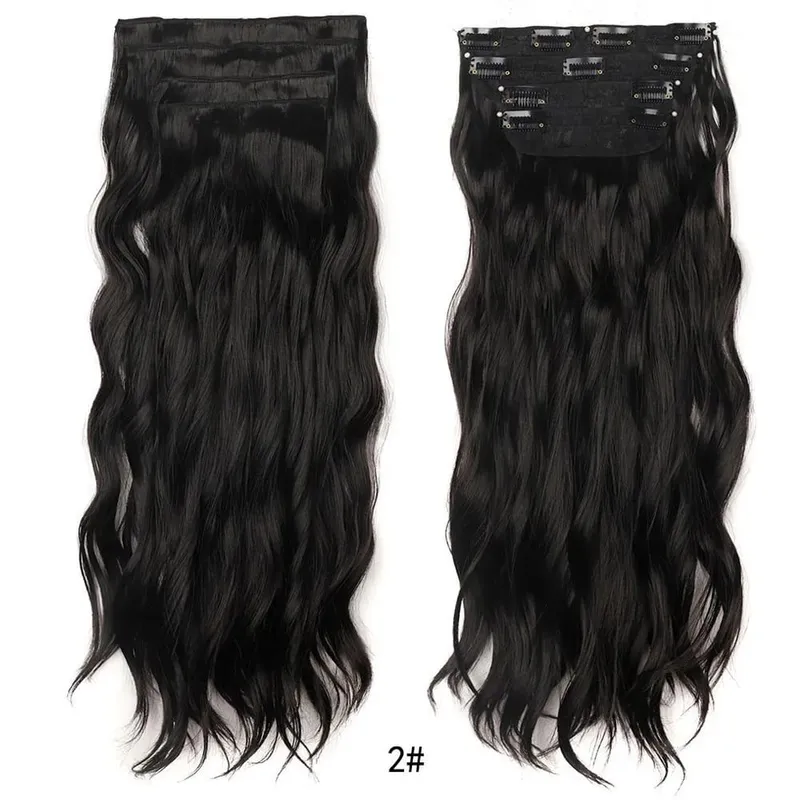 Jeedou pince dans les Extensions de cheveux 4 pièce/ensemble synthétique longs ondulés cheveux épais rebondissant bouclés pleine tête postiche aspect naturel — image 15