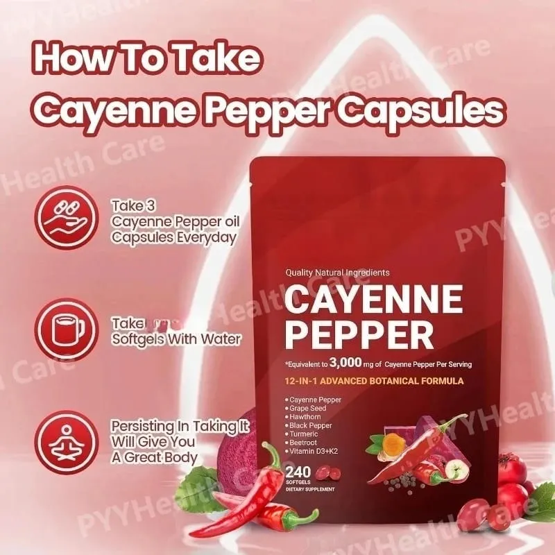 Softgels Lada Cayenne dengan Vitamin Kunyit Bit Biji Anggur D3 K2 E Suplemen Herba — image 5