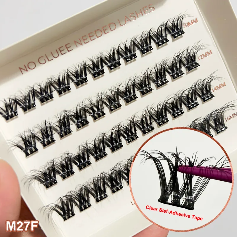 Cils auto-adhésifs en grappe, large robinet pré-collé, Extension de cils naturelle, pas besoin de colle, appuyez sur les cils Manga — image 12