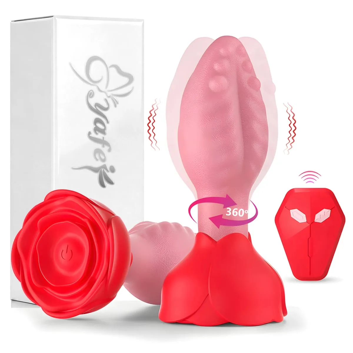 Fernbedienung 360 ° Rotation Wackeln Zunge Vibrator Rose Butt Plug für Männer Prostata Massagegerät Erwachsene Sex Spielzeug für Frauen männer Homosexuell — image 1