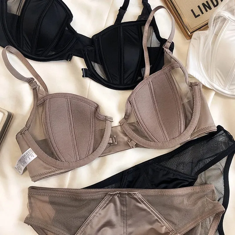 ฤดูร้อนลูกไม้บางถ้วยผู้หญิงชุดชั้นในด้านหน้าหัวเข็มขัด Push Up Bra ชุดปรับสายรัด Brassiere สวยกลับชุดชั้นใน — image 3