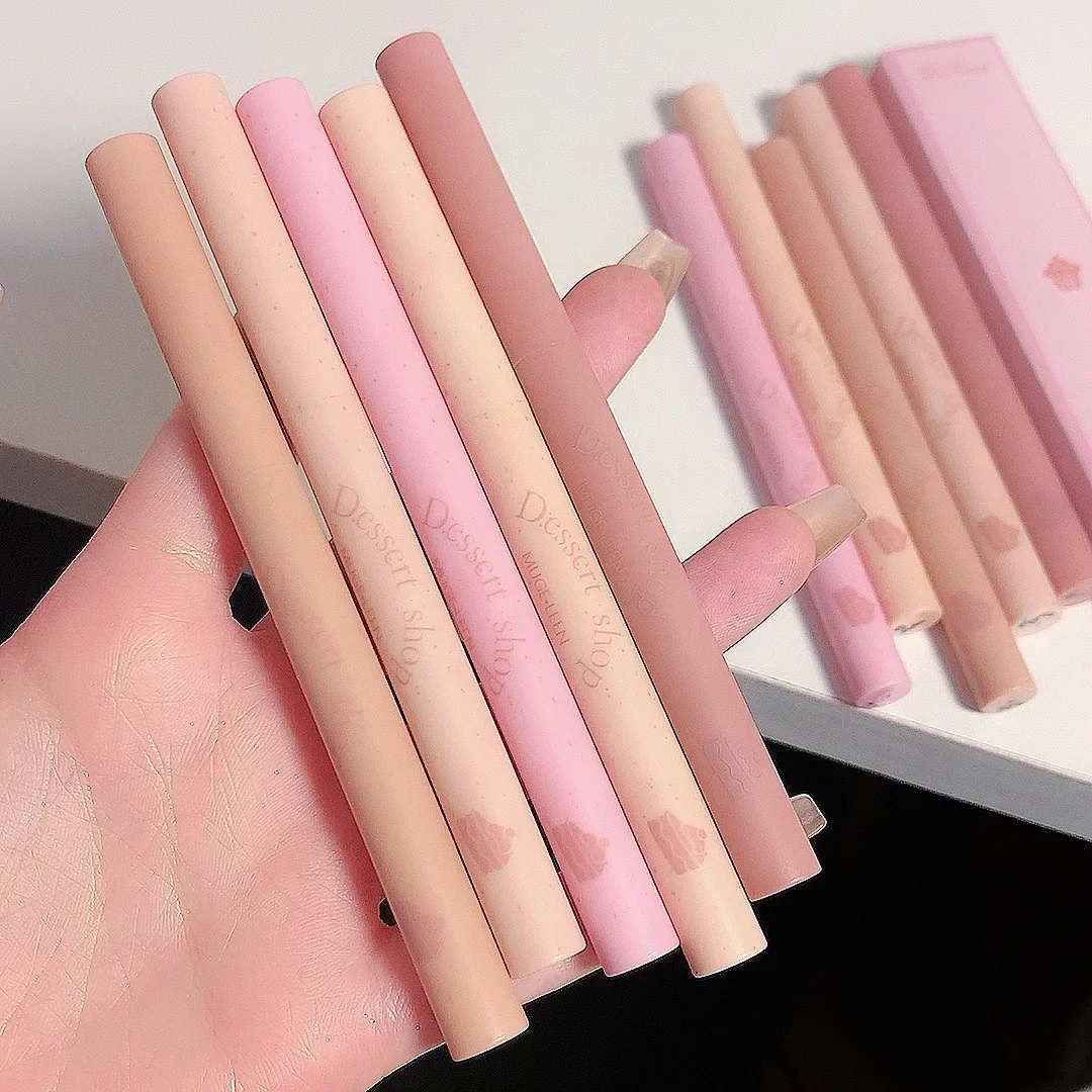 Pen Pelapik Bibir Matte Gincu Kontur Tahan Lama Tidak Melekat Kalis Air Pensil Pembalut Baldu Licin Mekap Warna Bibir Merah Jambu Bogel — image 4