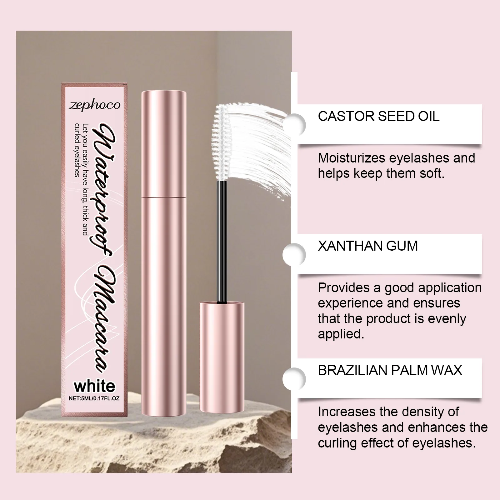 Mascara blanc liquide pour recourber les cils, longue durée, imperméable, Extensions naturelles durables, maquillage, beauté des yeux, cosmétiques, brosse 5ml — image 5