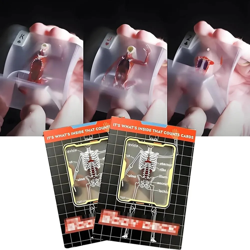 Karty s balíčkem těla Opakovaně použitelné 3D obrazové vzdělávací karty Víceúčelové průhledné hrací karty na tělo pro dárky pro přátele — image 1