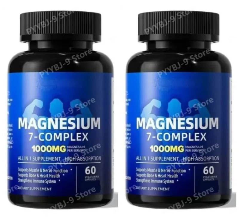 Suplemento complejo de magnesio 7 con glicinato, citrato, malato, quelato, zinc, vitamina D3 B6 para el alivio muscular del sueño, 60 cápsulas — image 8