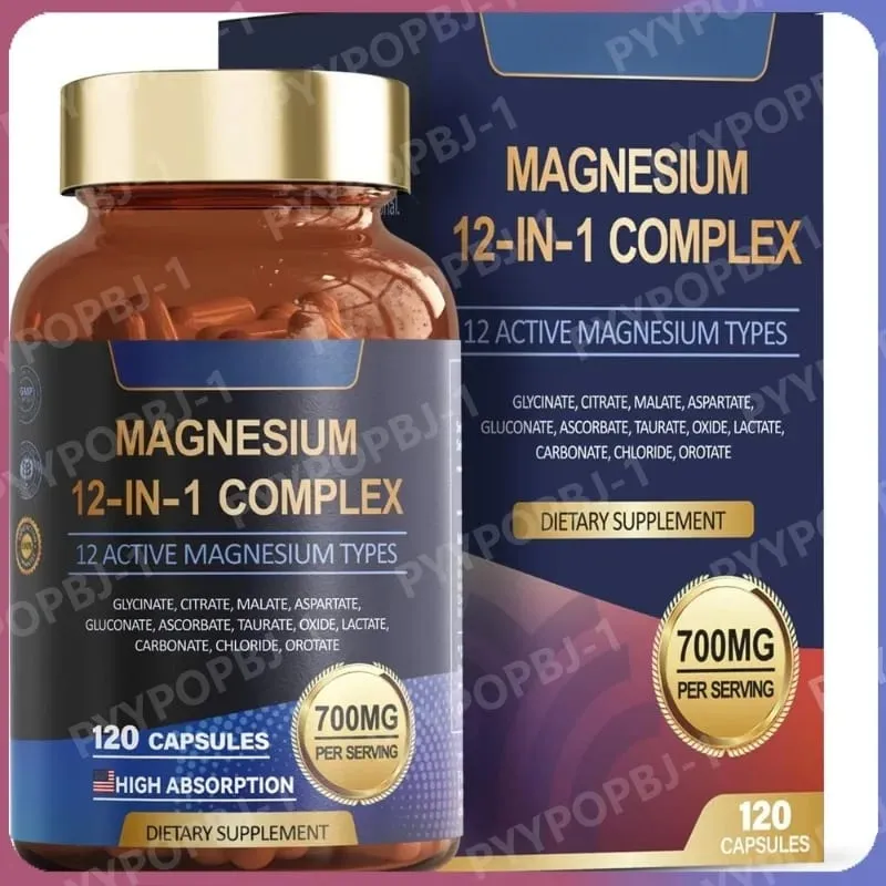 Magnesium Capsule Contain Glycinate Citrate & Aspartate Etc Complex Supplement Relaxation Muscle Heart Health Support 120 Count — image 1