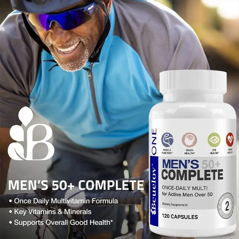 Men's 50+ Daily Super Multivitamin High Potency Formula for Brain Eye & Heart Health Vitamins A C D E K B1 to B12 Gluten Free — image 4