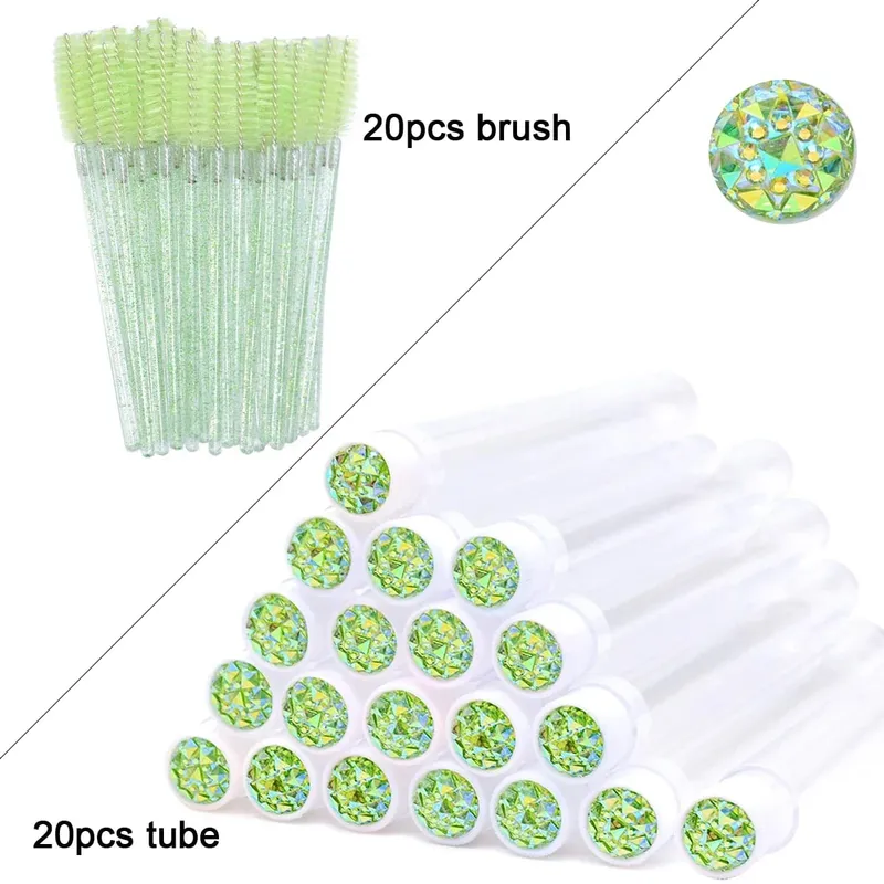Tubes de brosse à cils avec baguettes de Mascara en cristal, peigne à sourcils, bobines, conteneur, applicateurs de brosse à cils, outils de maquillage, 20 pièces — image 21
