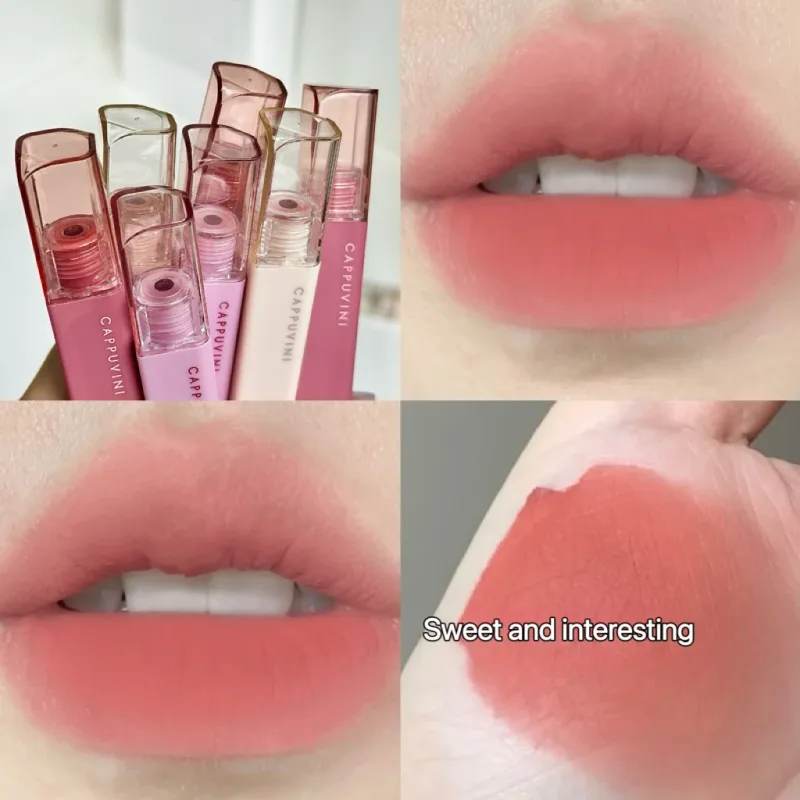 Cappuvini Matte Lip Gloss ความอิ่มตัวต่ำสีเทาสีชมพู Liquid ลิปสติก Waterproof Non-Stick No Fade Lip Tint เกาหลีแต่งหน้าเครื่องสำอาง — image 8