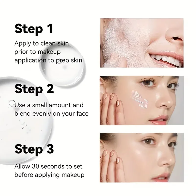 2pcs/Set :1pc Primer Makeup+1pc Puff Hydrating and Moisturizing Melekat Dengan Baik Pada Kulit Minyak Tahan Lama Kawalan Saiz Perjalanan — image 4