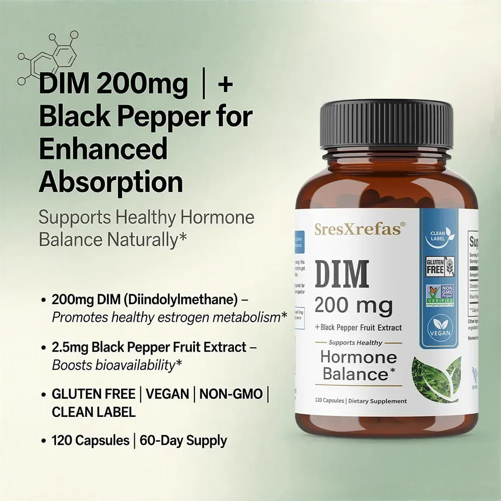 Doplněk DIM 200 mg Unisex podpora menopauzy Podpora antioxidantů Podpora celkového zdraví — image 3