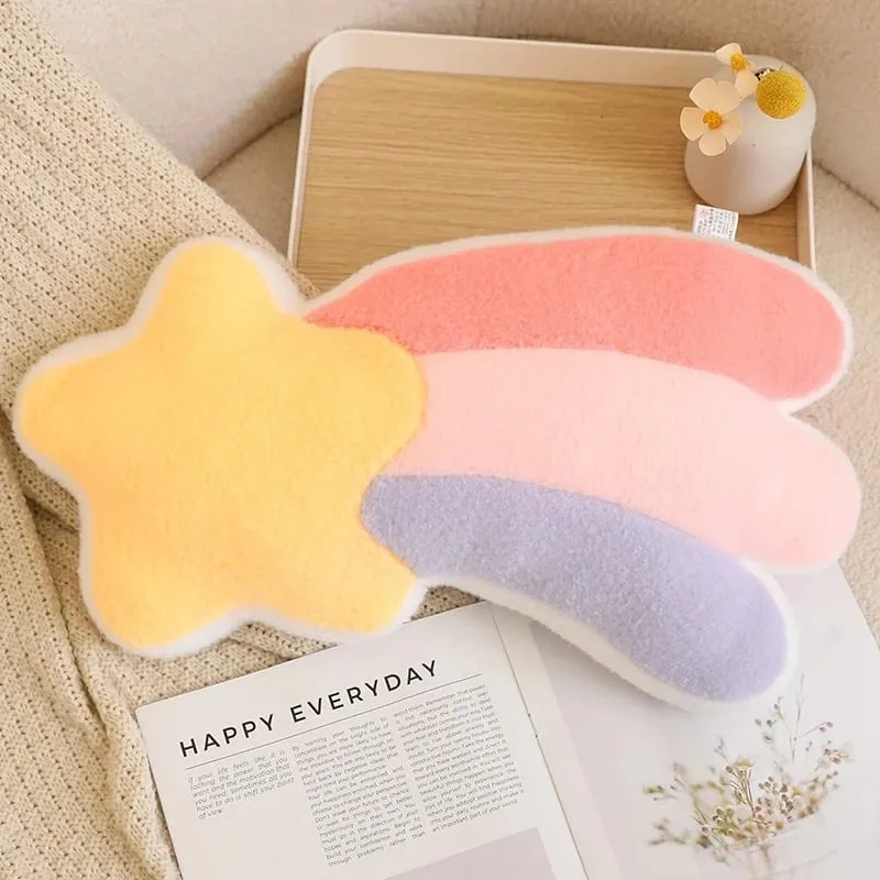 Doce cor arco-íris nuvem estrela lua travesseiro de pelúcia recheado macio flor brinquedo lance travesseiro almofada casa sofá decoração presente para amigo — image 21