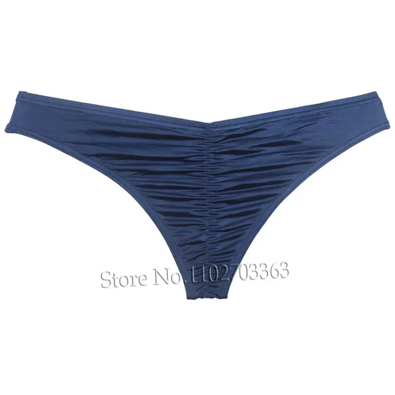 Cuecas de biquíni masculinas, cuecas triangulares, franzir as costas, micro cuecas elásticas brilhantes, verão, cintura baixa, praia, sexy, sedoso e suave — image 22