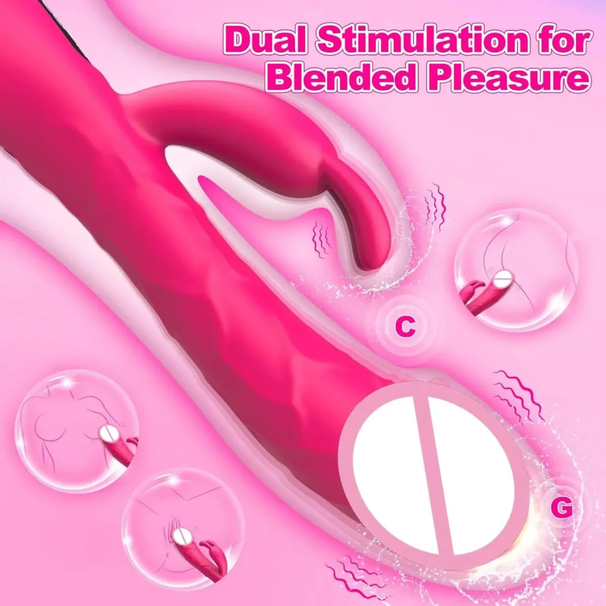 Femmina Display LCD Orecchio di Coniglio Vibratore Clitoride Tettarelle Da Biberon Gspot Stuzzicare Dildo Stimolatore Della Vagina Masturbatore Giocattoli Del Sesso per Le Donne Coppia — image 4