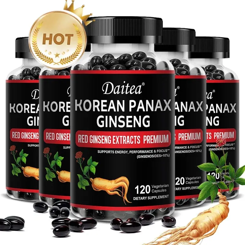 Capsule di Ginseng Rosso Coreano - 1000 Mg Aumenta la resistenza energetica, le prestazioni atletiche e la forza muscolare, supporta la salute immunitaria — image 1